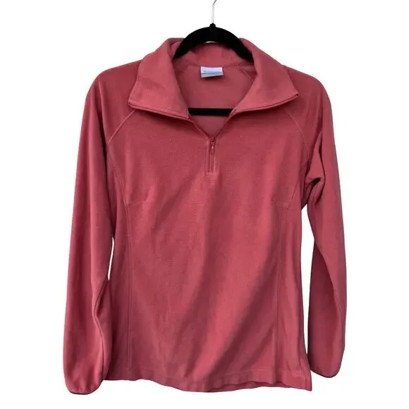 Columbia Womens Peach Fleece Quarter Zip Pullover Medium Lightweight Soft Cozy - Picture 1 of 6